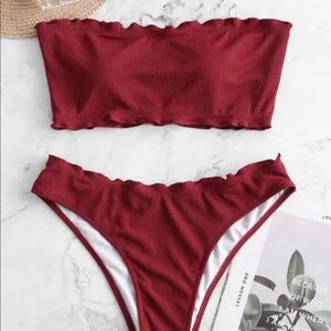 NWT Zaful Bandeau Bikini, Red, Size M